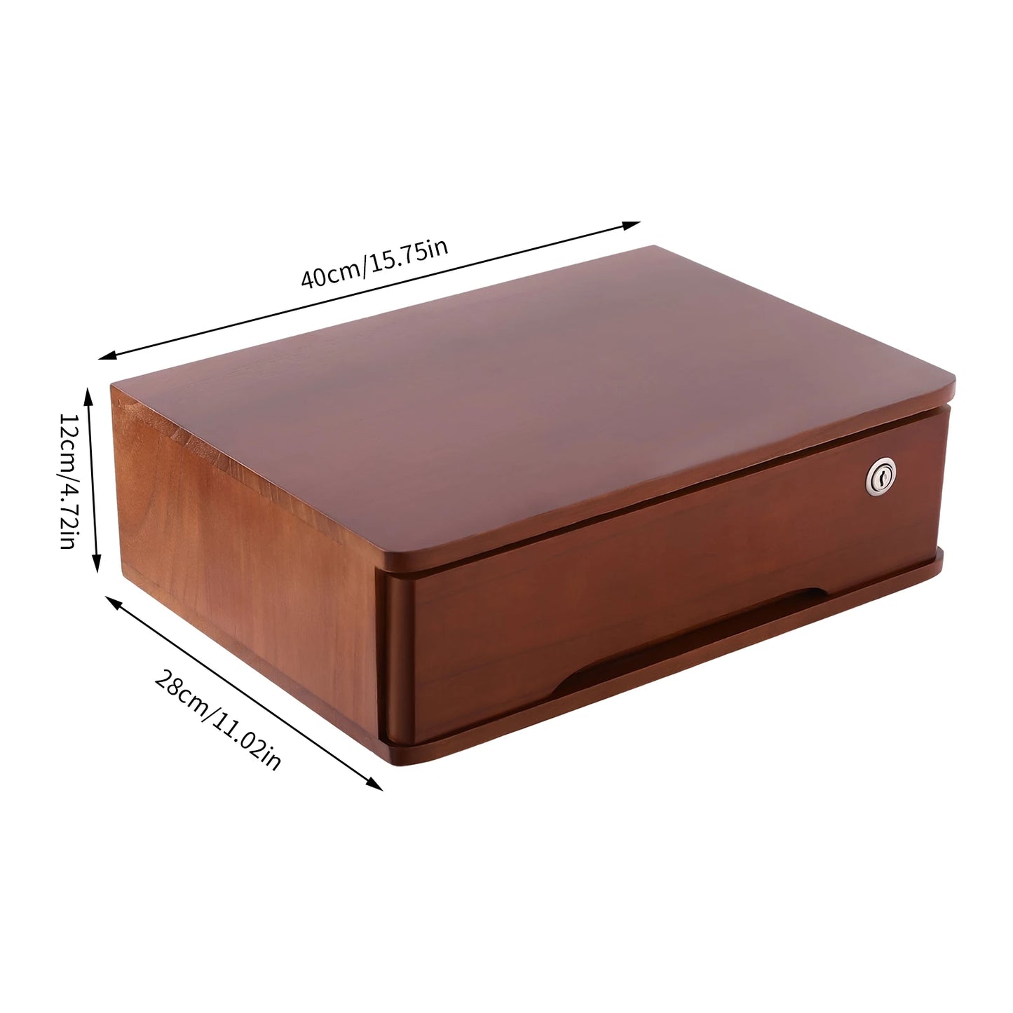 Wooden Desktop Storage Box Organizer With Lockable Drawers