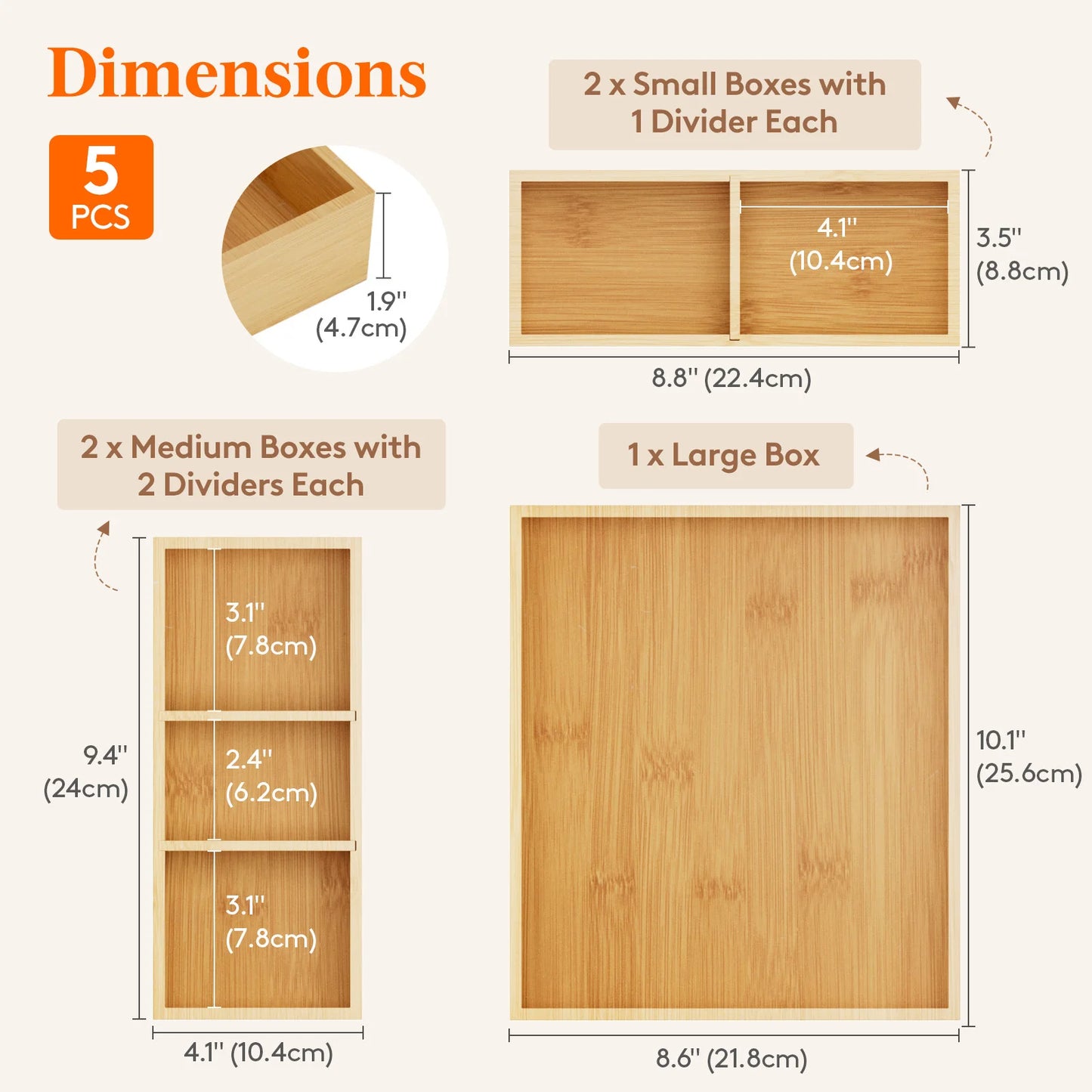 Bamboo Drawer Dividers And Organizers For Utensils Silverware Makeup