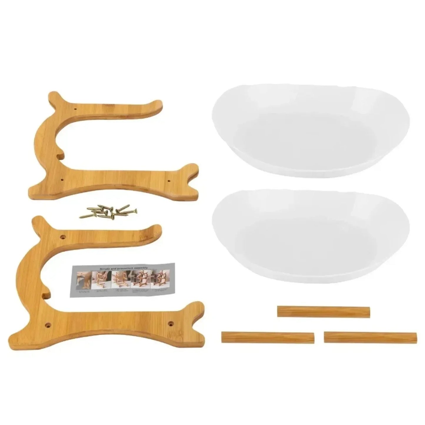 Two Tier Fruit Bowl With Bamboo Frame And Two PP Bowls